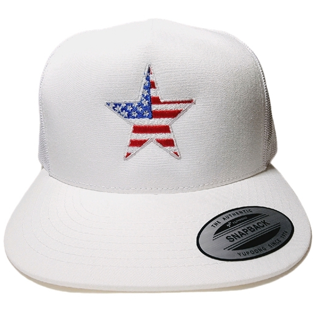 Patriotic Red White And Blue Star Mesh Adjustable Snapback Direct Embroide…